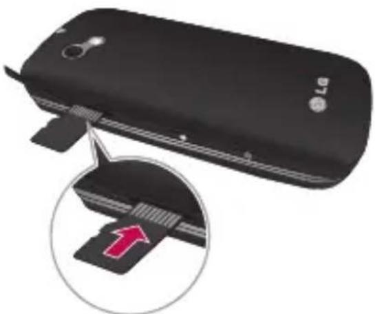 LG Rumour Plus - Installation d'une carte mémoire - 1