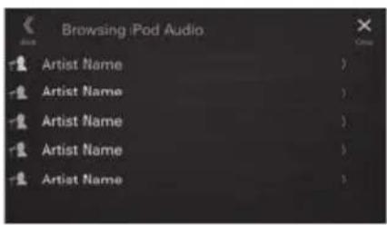 ALPINE i905 - Touch the desired artist's name. - 1