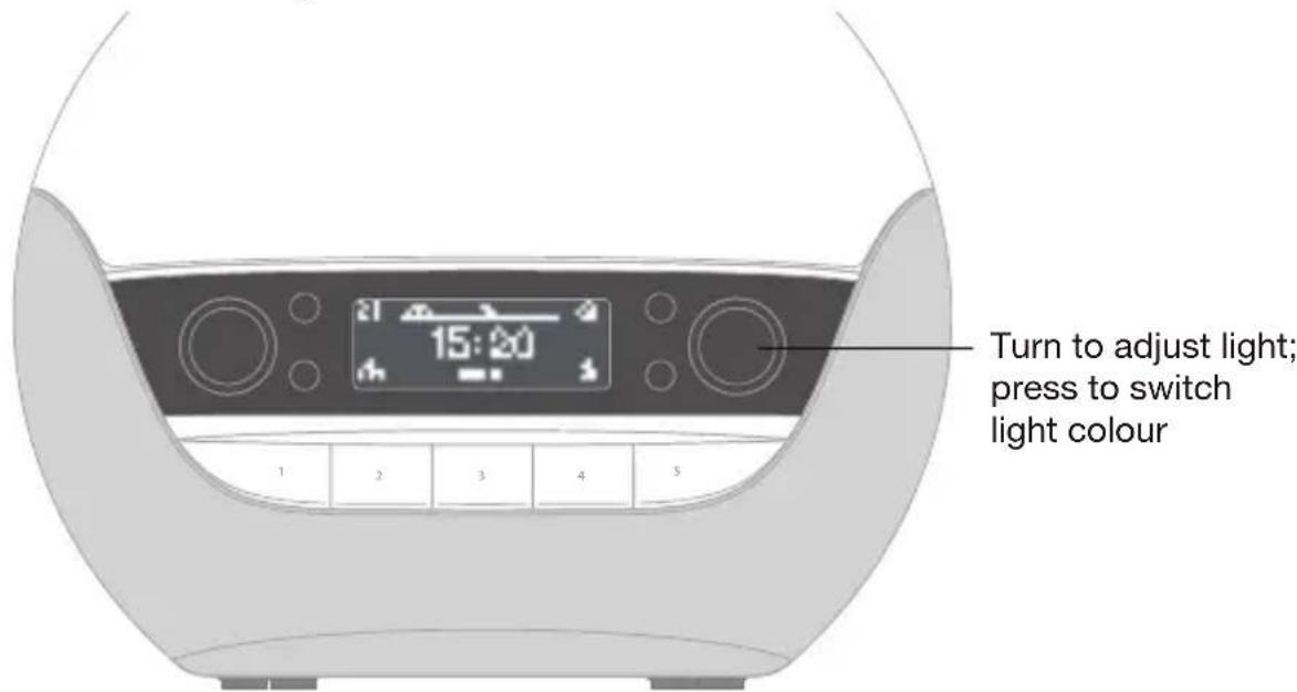 LUMIE Bodyclock Luxe 750DAB - To adjust the bedside light - 1