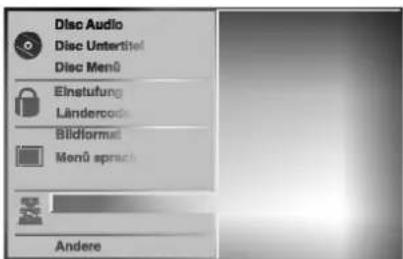 Disc Audio Disc Untertitel Disc Menü Einstufung Länderpodie Bildformat Menü sprach Andere