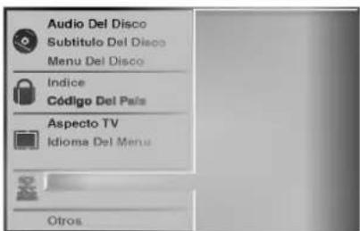 Audio Del Disco Subtítulo Del Disco Menu Del Disco Índice Código Del País Aspecto TV Idiome Del Menu Otros