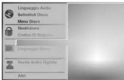 Linguaggio Audio Settotitoli Disco Menu Disco Restrizione Codice Di Reglione Linguaggio Menu Uscita Audio Digital Altri