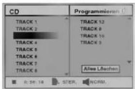 CD PROGRAMMEN: 1 TRACK 1 TRACK 2 TRACK 3 TRACK 4 TRACK 5 TRACK 6 TRACK 7 TRACK 8 TRACK 10 TRACK 11 TRACK 12 Afee LBatchen 0:56:18 STEP NORM