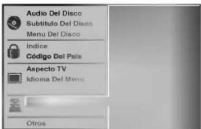 Audio Del Disco Subtítulo Del Disco Menu Del Disco Indice Código Del País Aspecto TV Idioma Del Menu Otros