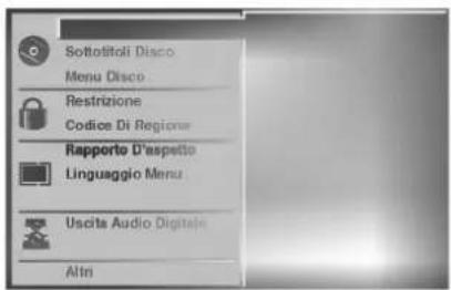 Sottolitoli Disco Menu Disco Restrizione Codice Di Regione Rapporto D'aspetto Linguaggio Menu Uscita Audio Digitale Altri