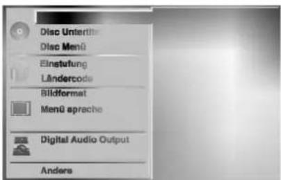 Disc Untertite Disc Menü Einstufung Ländercode Bildformat Menü spreche Digital Audio Output Andere