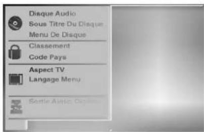Disque Audio Sous Titre Du Disque Menu De Disque Classement Code Pays Aspect TV Langage Menu Sortie Audio Des
