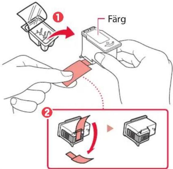 CANON PIXMA TS7451a - Ta bort färg-FINE-kassetten från behållaren och ta bort skyddstejpen. - 1