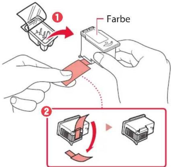 CANON PIXMA TS7451a - Nehmen Sie die farbige FINE-Patrone aus dem Behälter und entfernen Sie das Schutzband. - 1