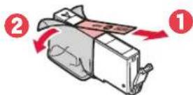 Verwijder de tape en de folie van de inkttank. 1