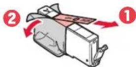 Poista teippi ja kalvo mustesäiliösta. 1