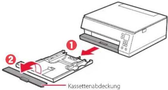 CANON PIXMA TS6351a - Entnehmen Sie die Kassette aus dem Drucker und entfern den Sie die Kassettenabdeckung. - 1