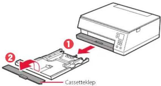 Verwijder de cassette uit de printer en verwijder de cassetteklep. 1