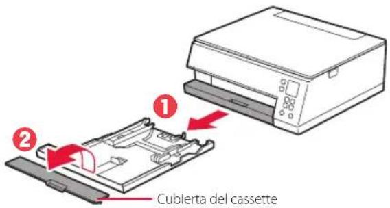 Retire el cassette de la impresora y retire la cubierta del cassette. 1