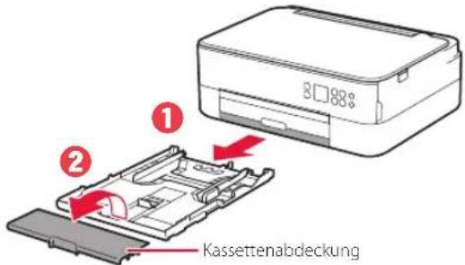 CANON PIXMA TS5350a - Entnehmen Sie die Kassette aus dem Drucker und entfernen Sie die Kassettenabdeckung. - 1