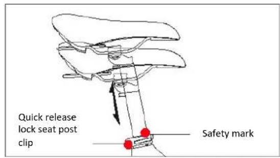 Quick release lock seat post clip Safety mark