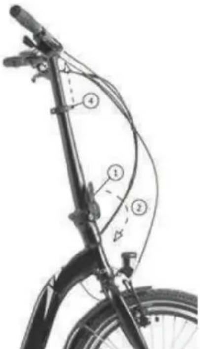Diagram of a bicycle with numbered parts indicating key components or positions on the body and shoulders.