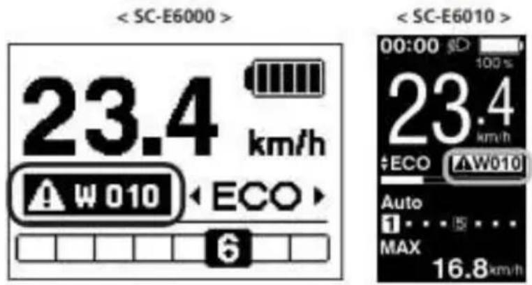 < SC-E6000 > 23.4 km/h W 010 ECO 6 < SC-E6010 > 00:00 % D 23.4 km/h + ECO W010 Auto 1 ... 5 ... MAX 16.8km/h