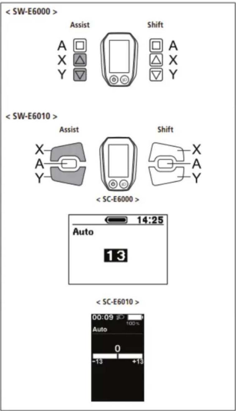Assist Shift A X Y < SW-E6010 > Assist Shift X A Y < SC-E6000 > 14:25 Auto 13 < SC-E6010 > 00:09 100% Auto 0 -13 +13