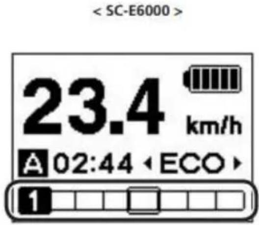 < SC-E6000 > 23.4 km/h A 02:44 ECO > 1