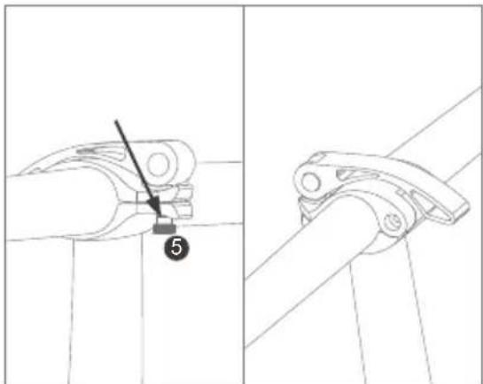 Technical diagram showing two mechanical clamping steps with a numbered component labeled '5'