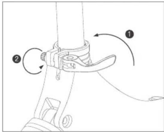 Technical diagram showing a mechanical assembly with numbered annotations indicating steps of motion or assembly.