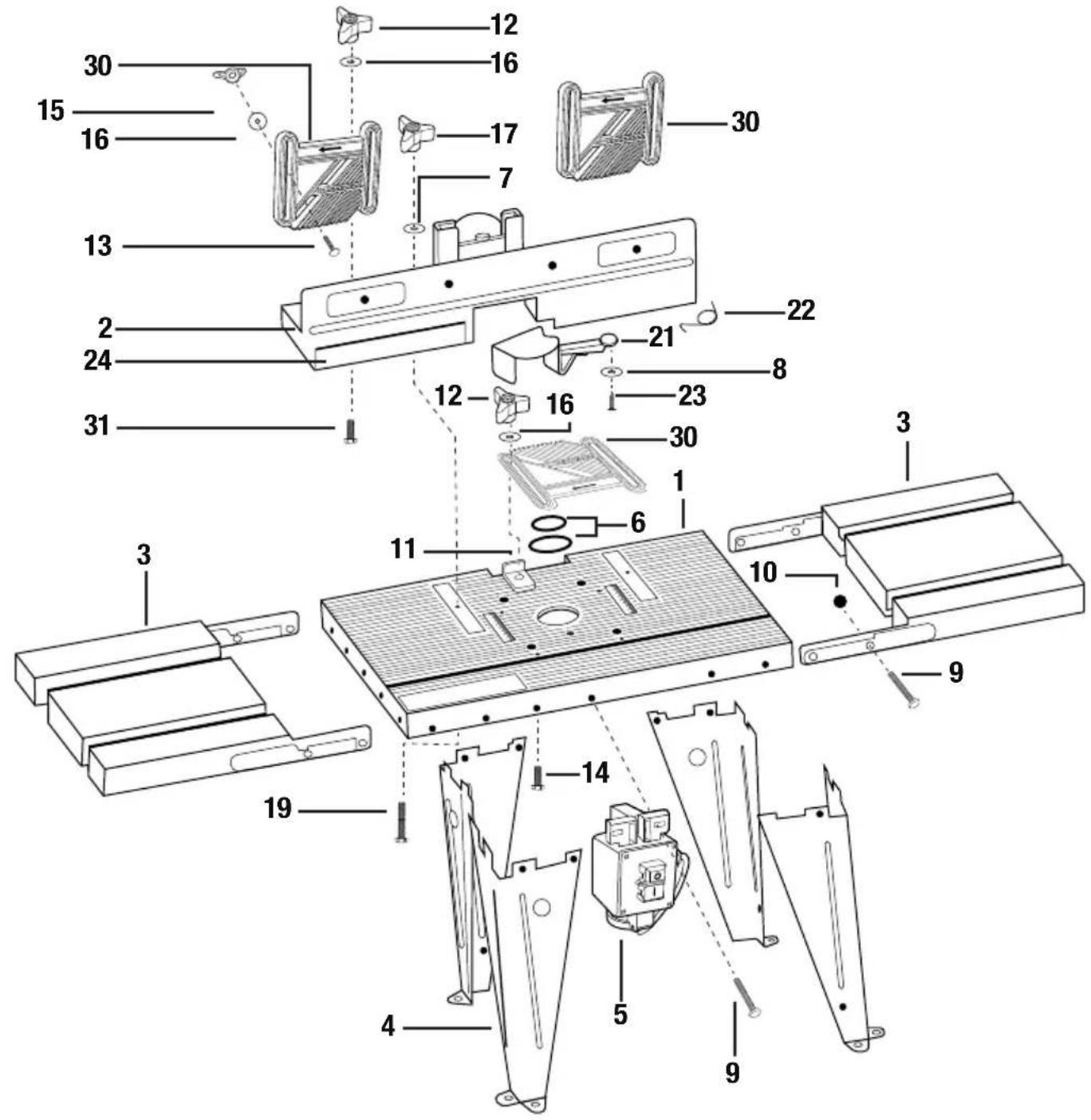 SILVERLINE 460793 - Router Table With Power 850 x 335mm - 30