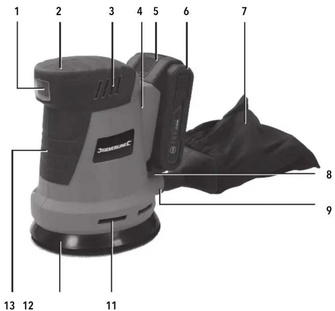 SILVERLINE 953705 - 18V Random Orbit Sander 125mm - 1
