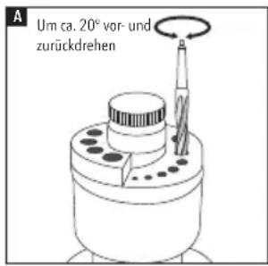 A Um ca. 20° vor- und zurückdrehen