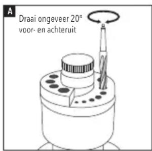 A Draai ongeveer 20° voor- en achteruit