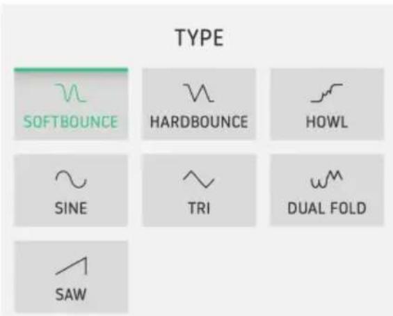 Arturia Dist COLDFIRE - Options de formes du wavefolder - 1