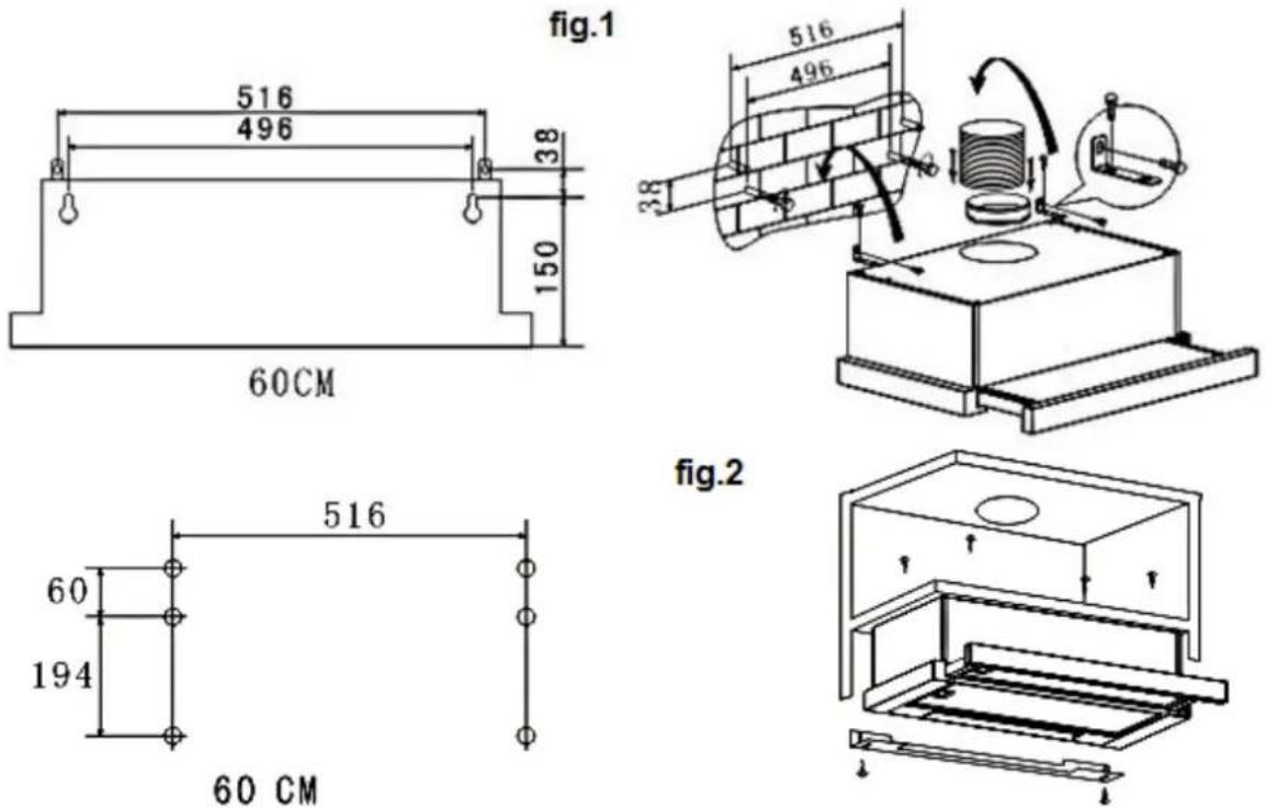 PKM KHU60EB - Installation, option 2 / below furniture (fig.2): - 1