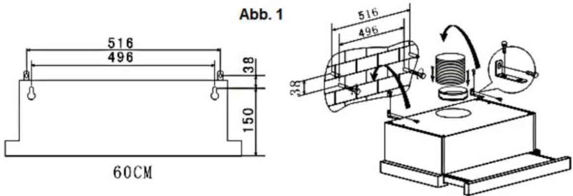 PKM KHU60EB - Einbaumogglichkeit 2/unter einem Schrank (Abb.2): - 1