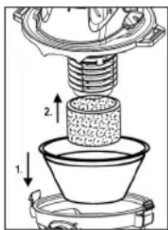 CLATRONIC BS 1313 - Insertion du filtre permanent (uniquement en cas d'aspiration a sec) - 1