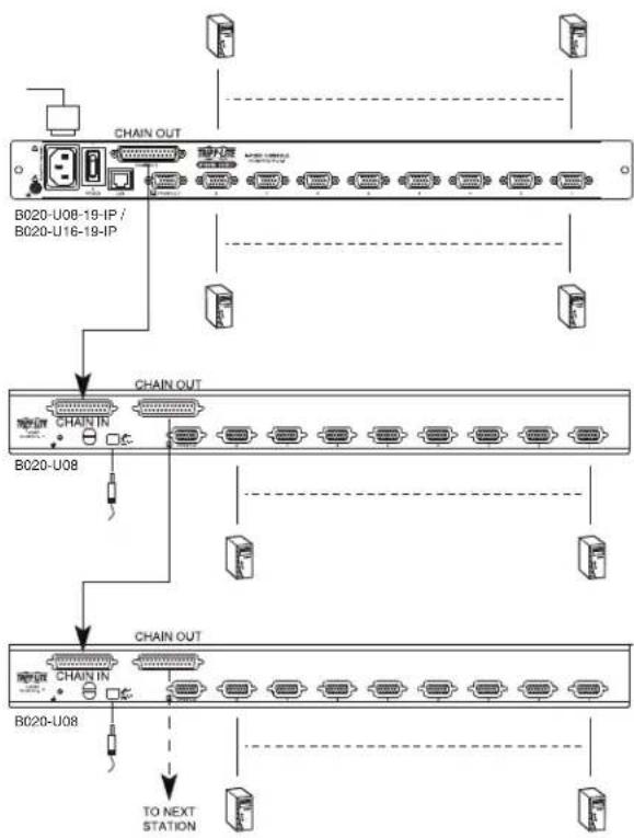 Tripp Lite B020U0819IP - To set up a daisy-chained installation: - 1