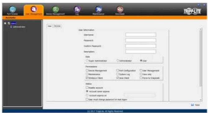 Tripp Lite B020U1619IP - Adding User Accounts - 2