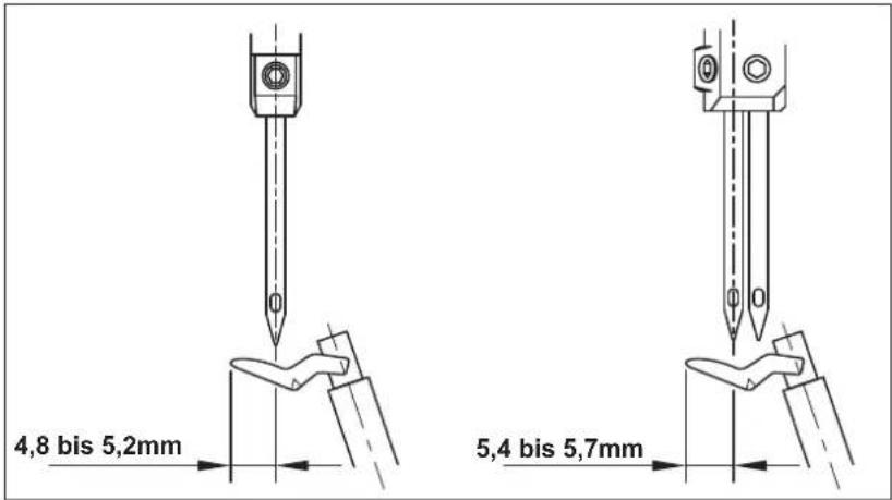 JUKI MO6800D - Beziehung zwischen Nadel und Obergreifer - 1