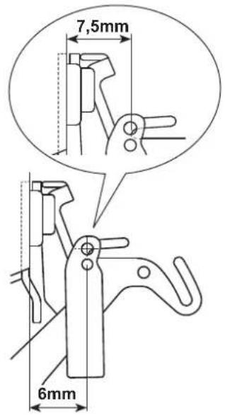JUKI MO6800S - Position des Nadelfadenhebels und der Nadelfadenführung - 1