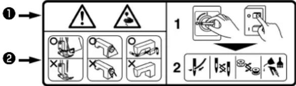 JUKI MF3620 - (II) Explicación de indicaciones de advertencia y etiquetas de advertencia pictóricas - 6
