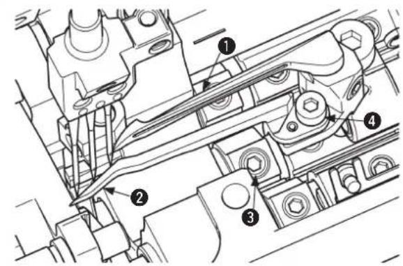 JUKI MF7200D - Ajuste del guardaagujas frontal - 2