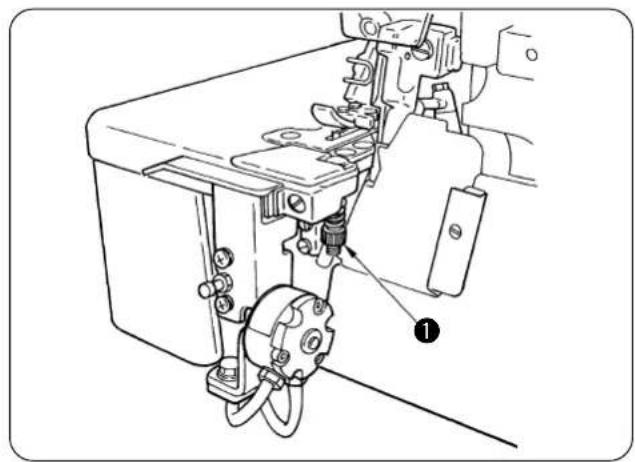 JUKI LB6 - Adjusting the pressure of the chain-off thread presser spring - 1