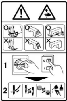JUKI MO6900G - Explication des pictogrammes et étiquettes d'avertissement - 7
