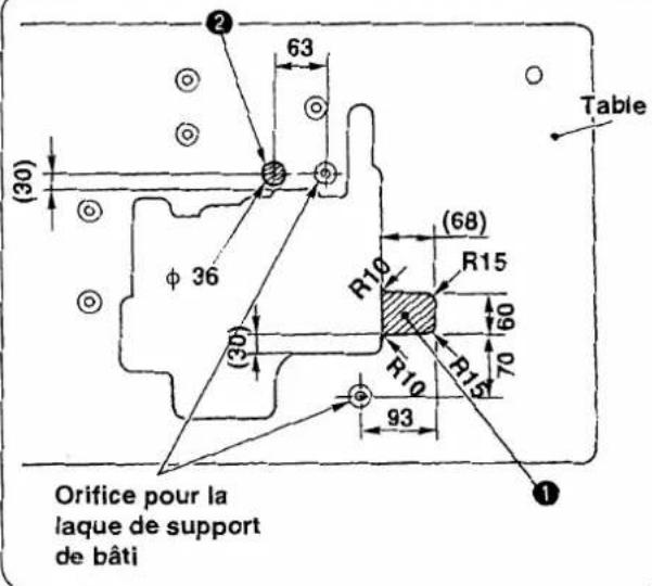 Table (30) 63 φ 36 (68) R12 R15 (30) 60 70 R10 R15 93 Orifice pour la laque de support de bâti