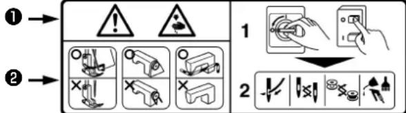JUKI LU2266N7 - Explication des pictogrammes et étiquettes d'avertissement - 6
