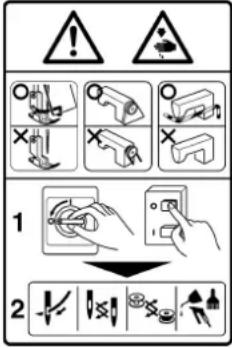 JUKI LU1508NH - (II) Spiegazione delle icone di avvertimento e delle etichette di indicazione - 10