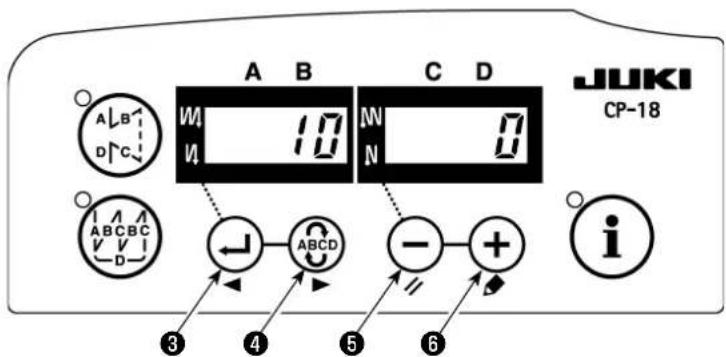 A B C D JUKI CP-18 A B D C W 10 W N 0 ABCDC V V I D- ← ABCD - + ③ ④ ⑤ ⑥ i