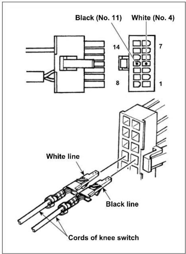 Black (No. 11) White (No. 4) 14 7 8 1 White line Black line Cords of knee switch