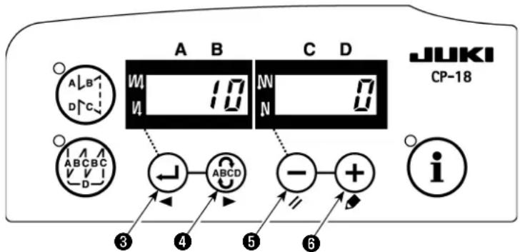 A B C D JUKI CP-18 A B D C W 10 W N 0 N A ABCD V V I - ABCD - + + i ③ ④ ⑤ ⑥