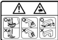 JUKI MO6900S - (II) Spiegazione delle icone di avvertimento e delle etichette di indicazione - 8