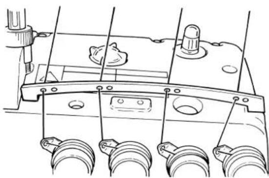 JUKI MO6900R - 系の通し方/ Threading the machine / Einfädeln der maschine / Enfilage de la machine / Modo de enhebrar la maquina / Diagramma di infilatura / 穿線方法 - 5